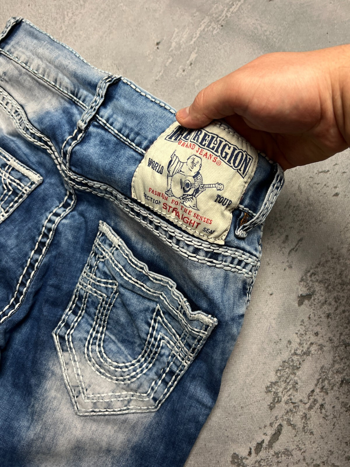 True Religion Joey Straight Distressed Relaxed Jeans y2k USA