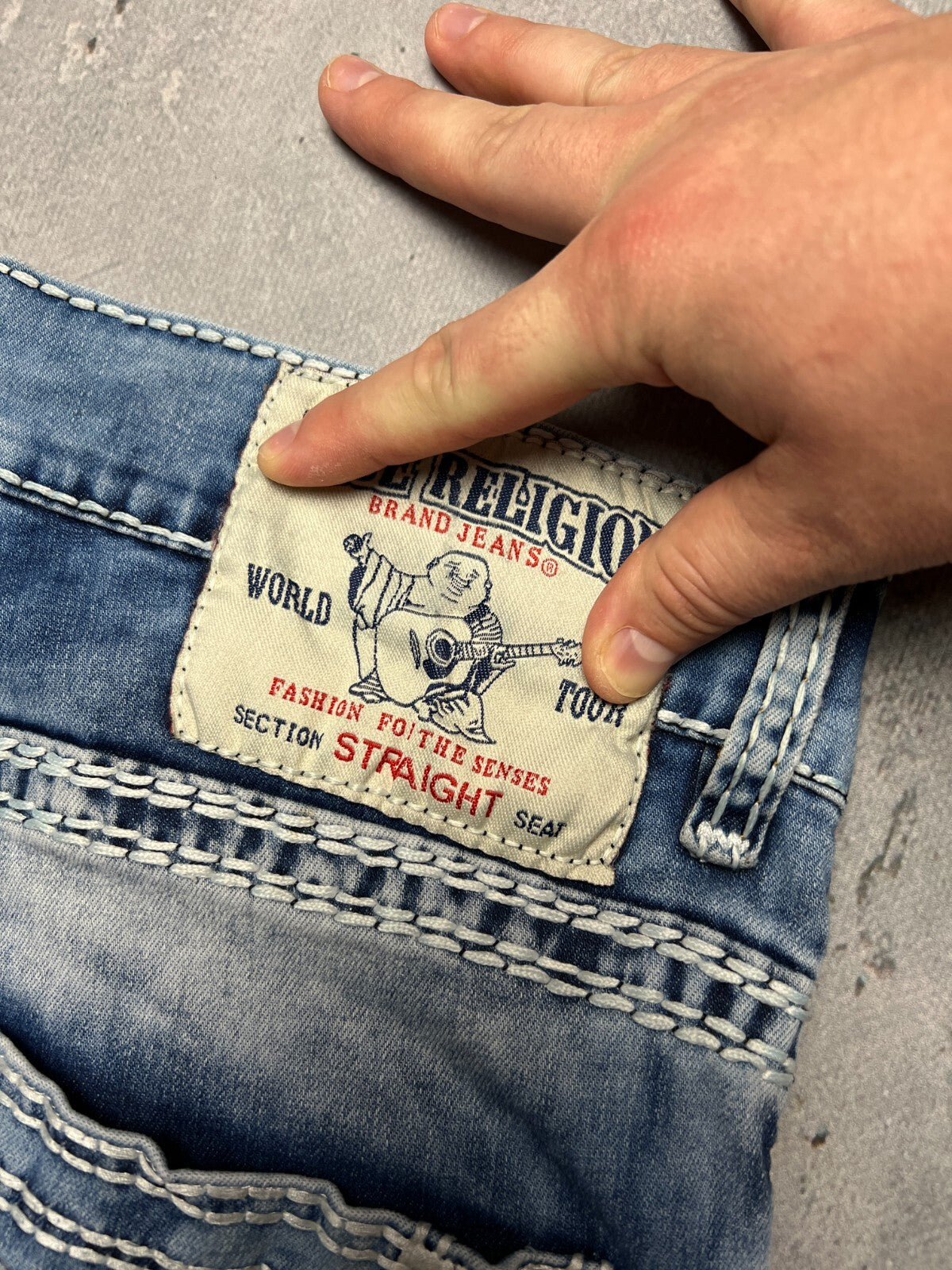 True Religion Joey Straight Distressed Relaxed Jeans y2k USA