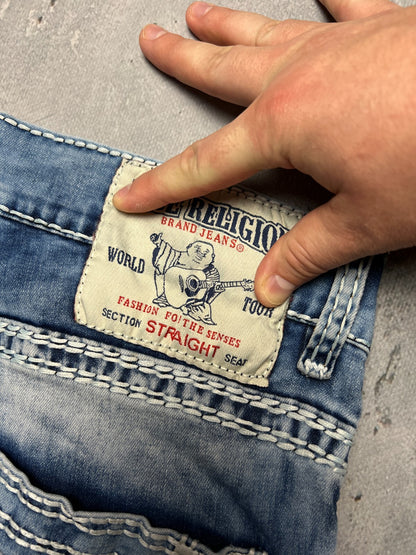 True Religion Joey Straight Distressed Relaxed Jeans y2k USA