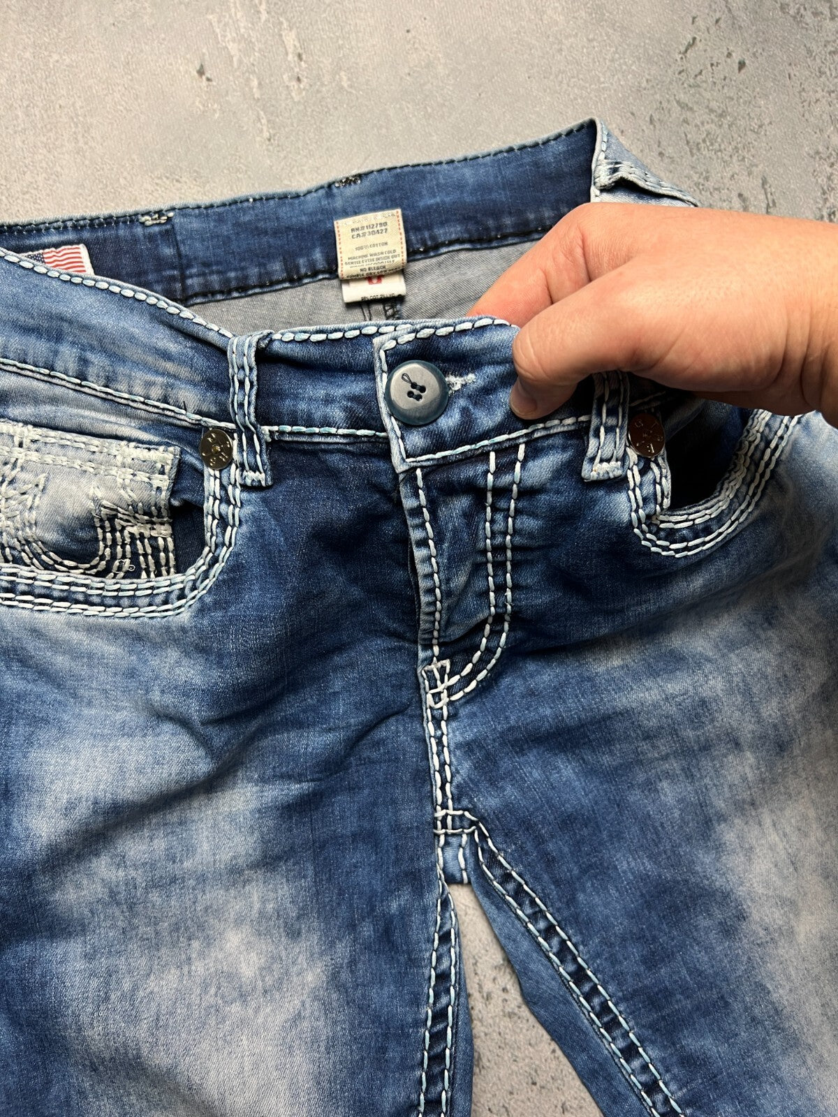 True Religion Joey Straight Distressed Relaxed Jeans y2k USA