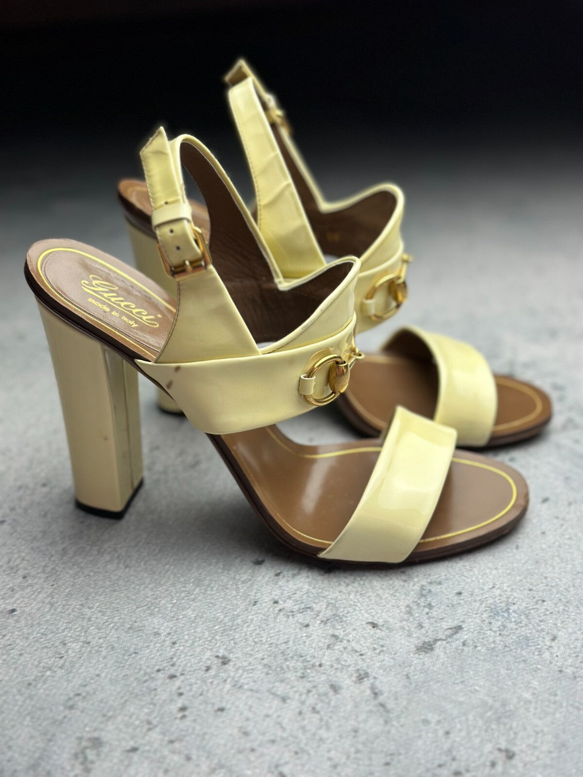 Gucci Leather Alyssa Horsebit Ankle Strap Sandals y2k Rare