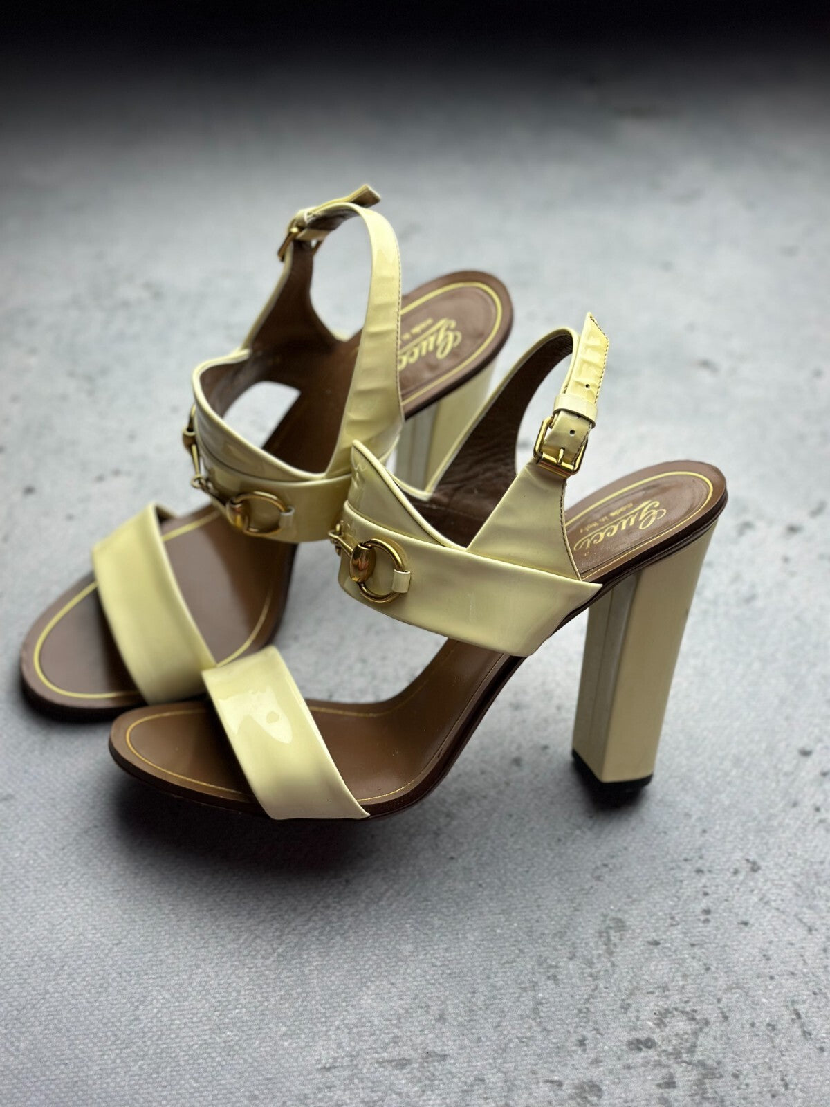 Gucci Leather Alyssa Horsebit Ankle Strap Sandals y2k Rare