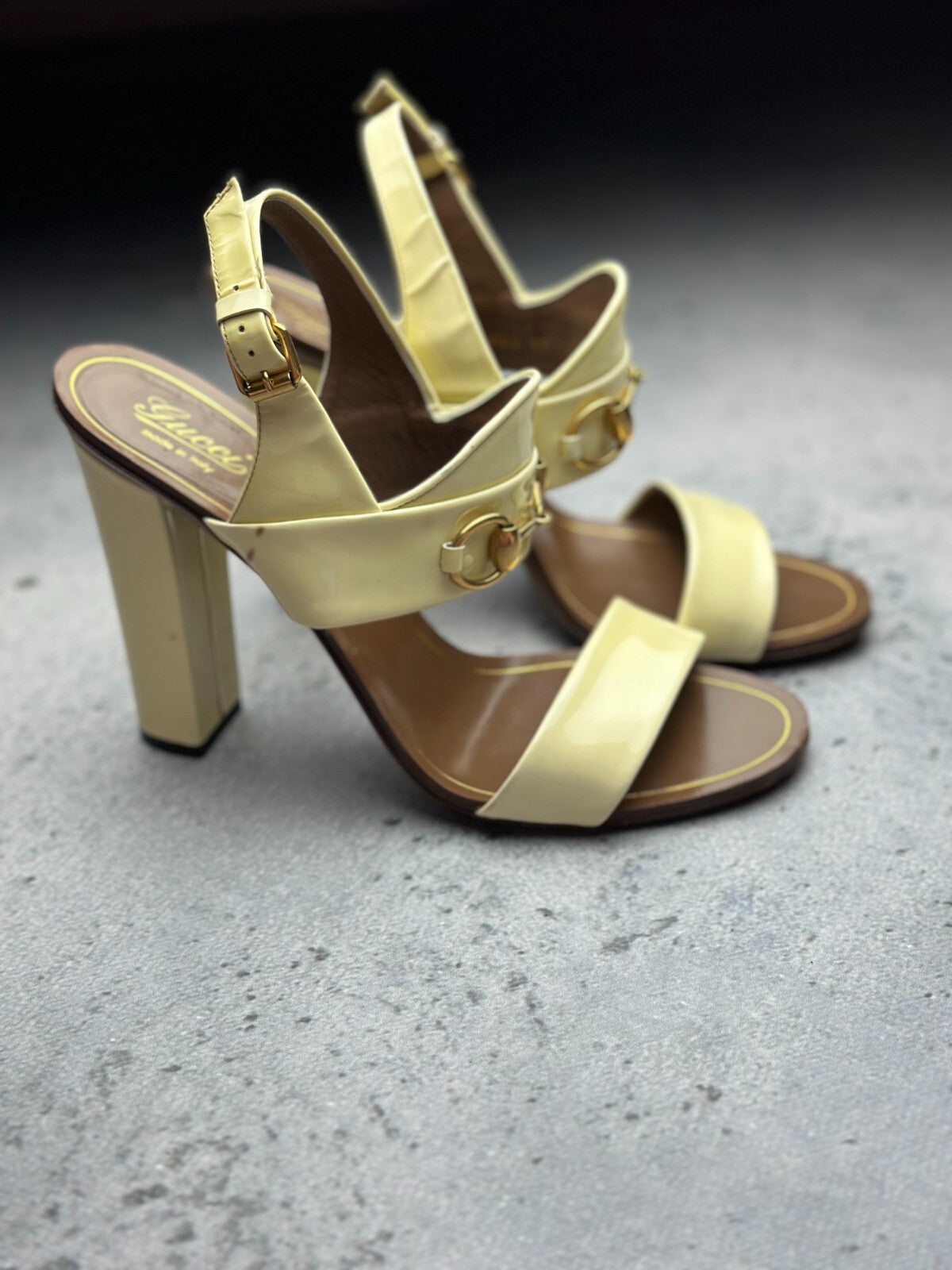 Gucci Leather Alyssa Horsebit Ankle Strap Sandals y2k Rare