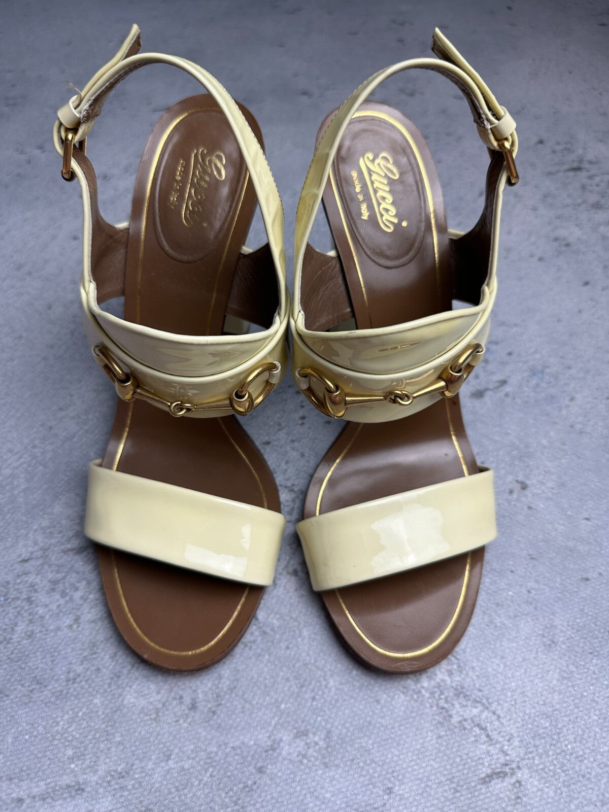 Gucci Leather Alyssa Horsebit Ankle Strap Sandals y2k Rare