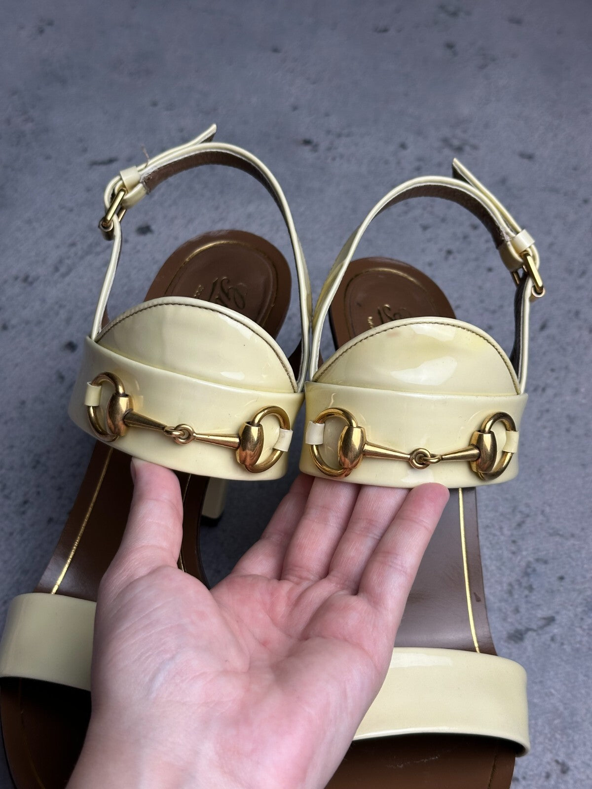 Gucci Leather Alyssa Horsebit Ankle Strap Sandals y2k Rare