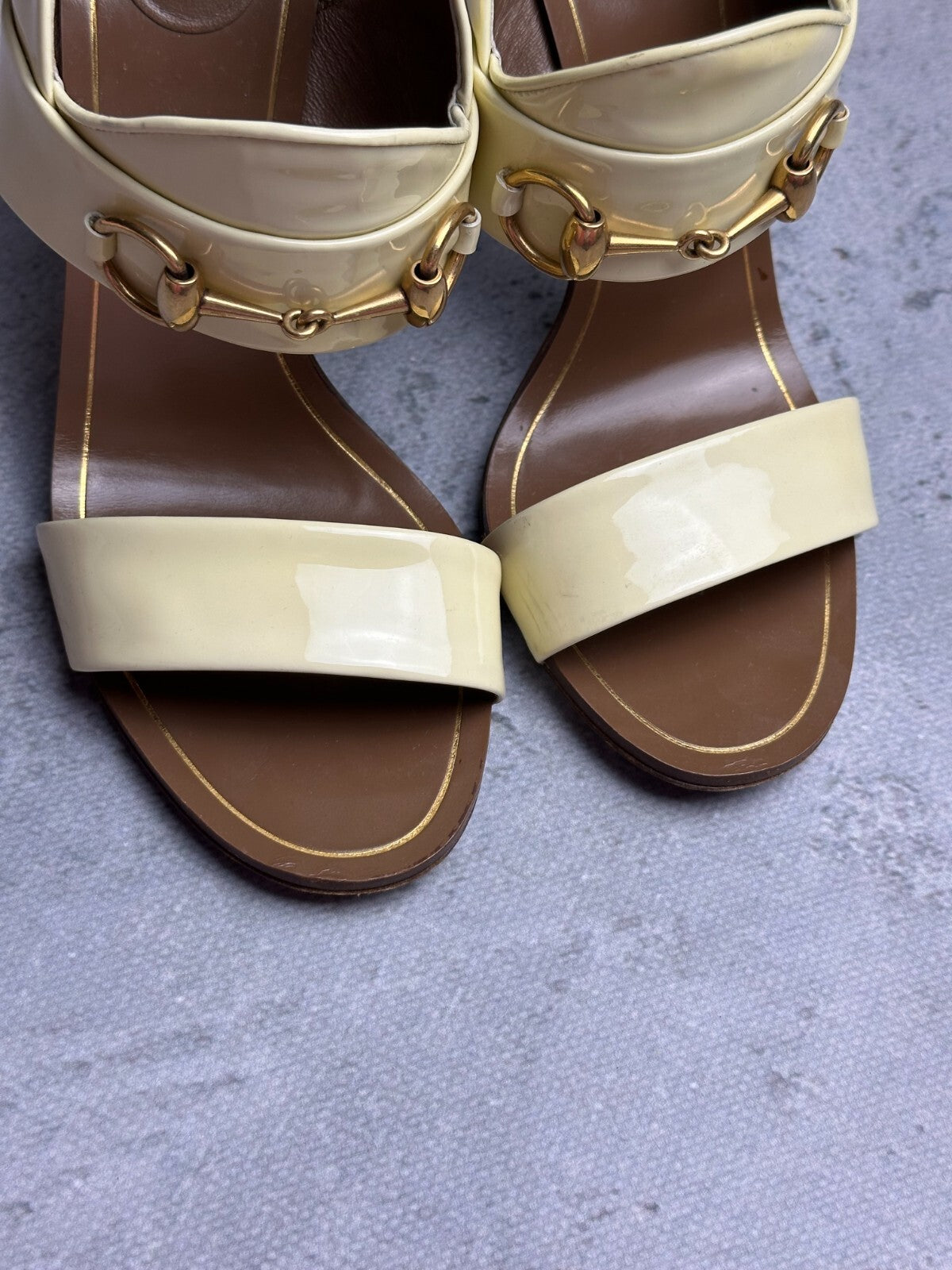 Gucci Leather Alyssa Horsebit Ankle Strap Sandals y2k Rare