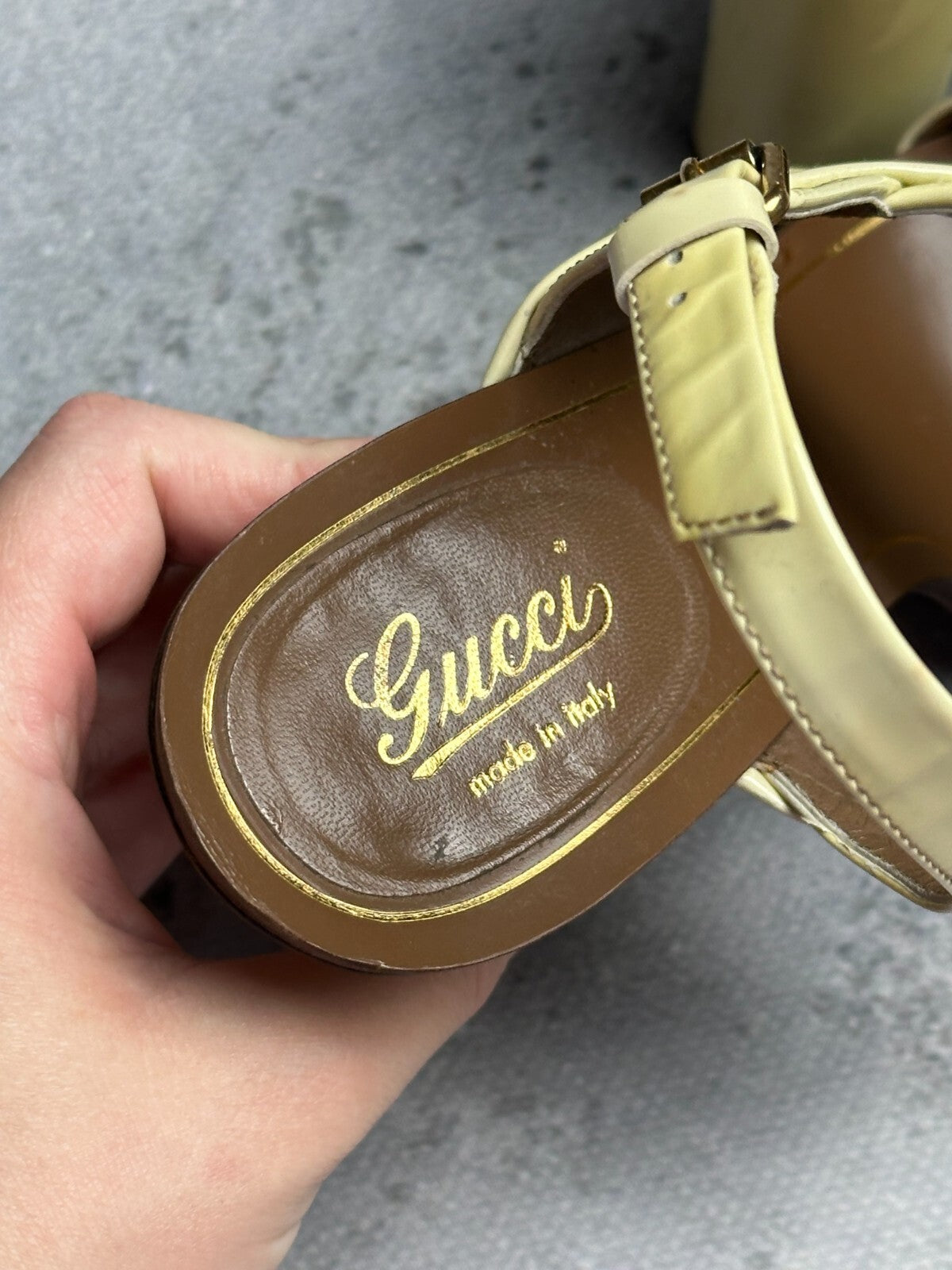 Gucci Leather Alyssa Horsebit Ankle Strap Sandals y2k Rare