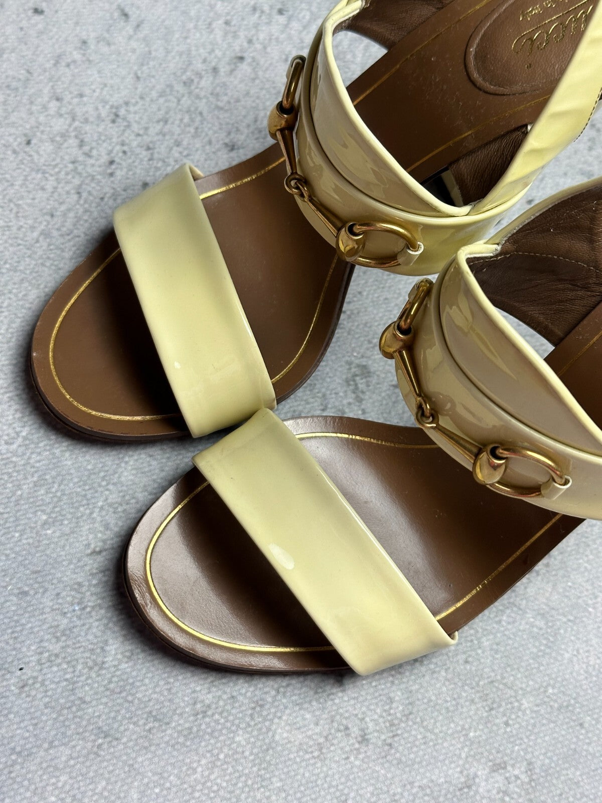 Gucci Leather Alyssa Horsebit Ankle Strap Sandals y2k Rare