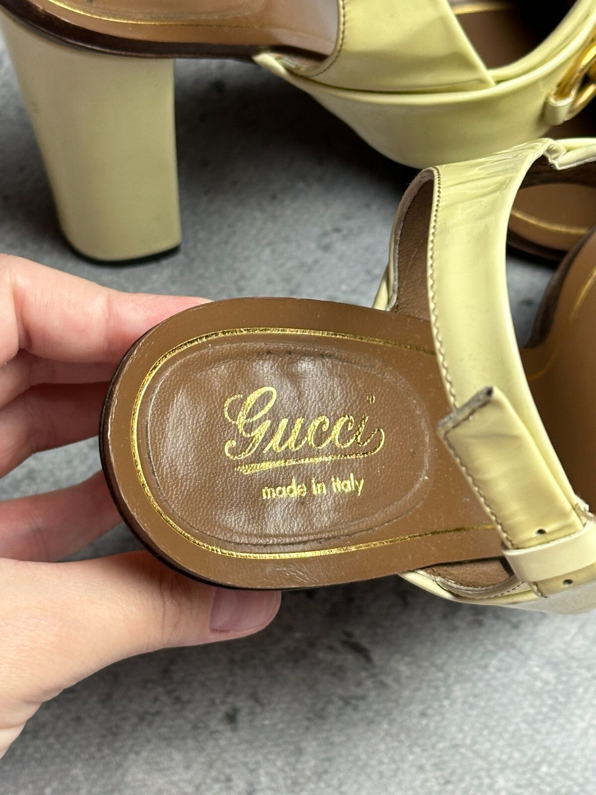 Gucci Leather Alyssa Horsebit Ankle Strap Sandals y2k Rare