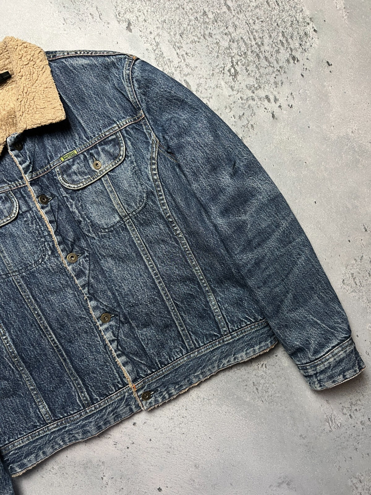 Vintage 00s Archive Diesel Trucker Sherpa Jacket Denim Jeans