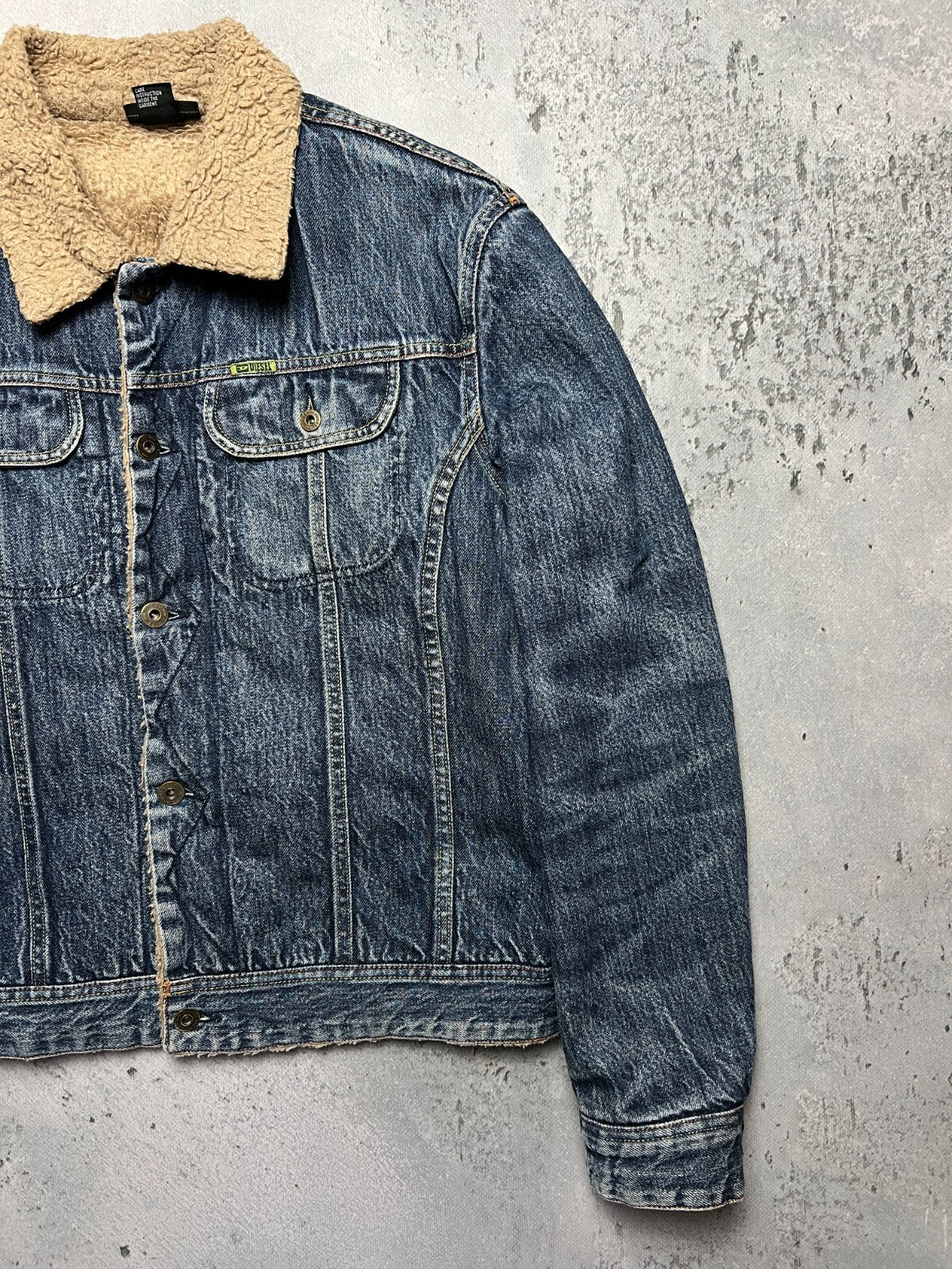 Vintage 00s Archive Diesel Trucker Sherpa Jacket Denim Jeans