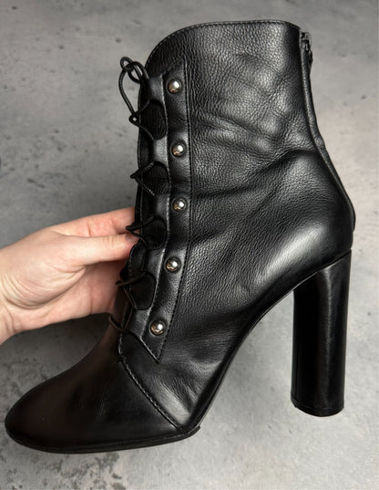 Casadei Laced Platform Ankle Leather Boots Italy 00s Hype