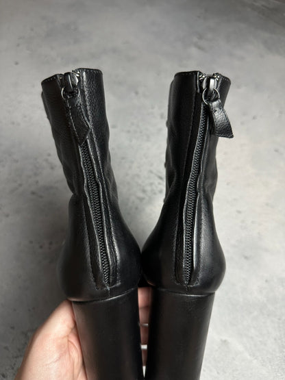 Casadei Laced Platform Ankle Leather Boots Italy 00s Hype