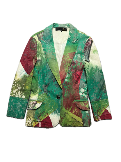 Rare Just Cavalli Floral Abstract Print Natural Lux Blazer