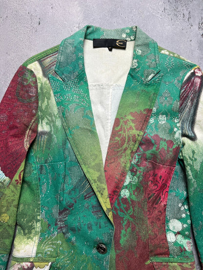 Rare Just Cavalli Floral Abstract Print Natural Lux Blazer