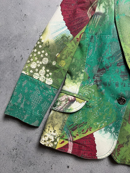 Rare Just Cavalli Floral Abstract Print Natural Lux Blazer