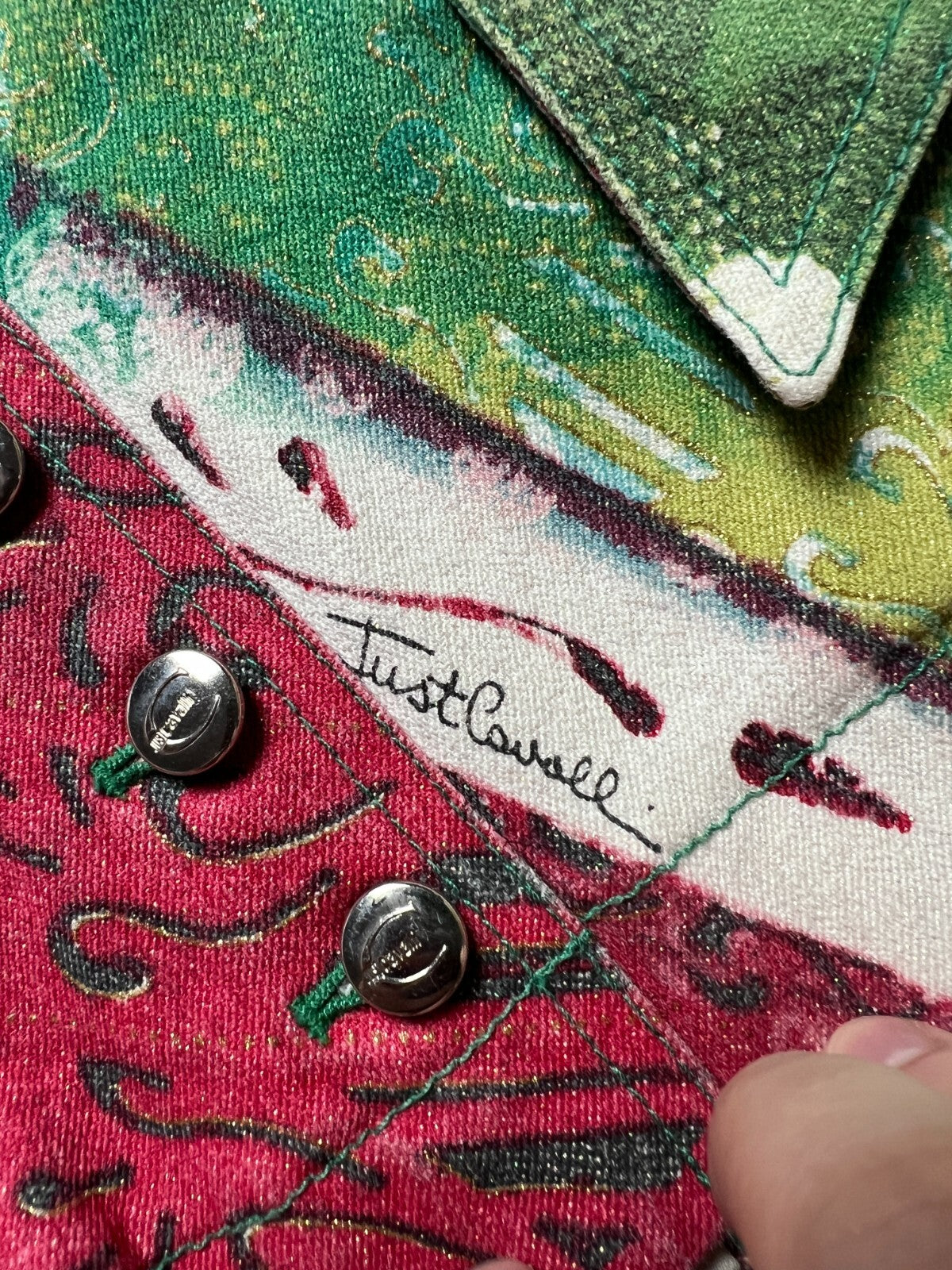 Rare Just Cavalli Floral Abstract Print Natural Lux Blazer