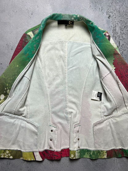 Rare Just Cavalli Floral Abstract Print Natural Lux Blazer