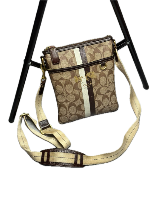 Coach Monogram Stripe Detail Small Crossbody Shoulder Bag