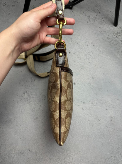 Coach Monogram Stripe Detail Small Crossbody Shoulder Bag