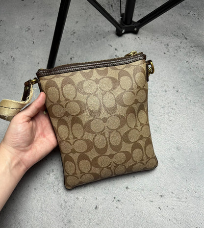 Coach Monogram Stripe Detail Small Crossbody Shoulder Bag