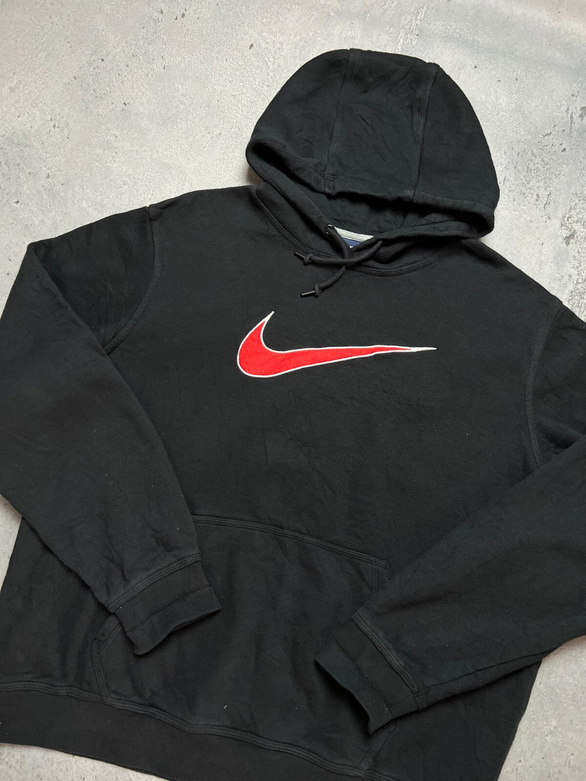 Nike vintage hoodie center swoosh logo spellout y2k crew
