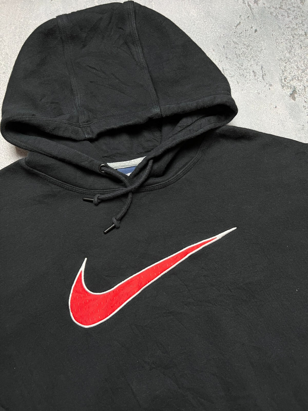 Nike vintage hoodie center swoosh logo spellout y2k crew