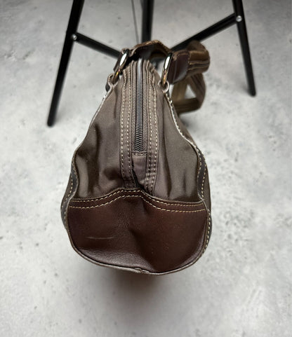 Vintage Brown Chocolate Nylon/Leather Tote Handbag Bogner