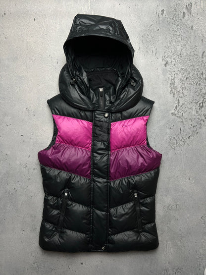 Nike Vintage 550 Duck Down Puffer Vest Y2K Drill Black Zip