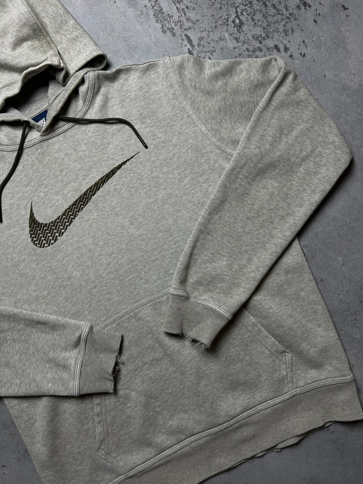 Nike boxy fit vintage hoodie center swoosh logo spellout y2k