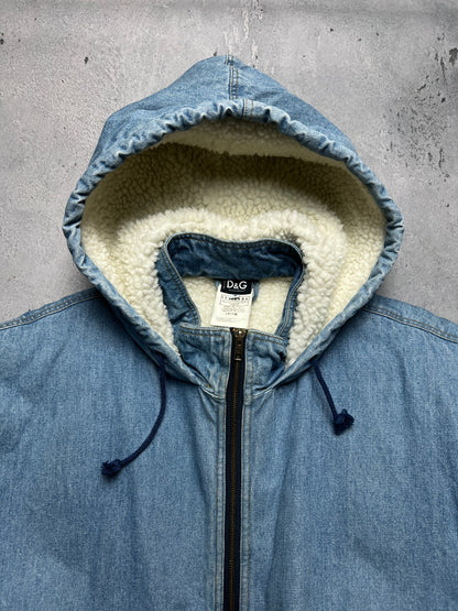 Vintage Dolce & Gabbana Zip-Up Sherpa Archive Denim Jacket