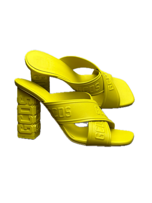 GCDS Leather Yellow Heels Sandals Luxury