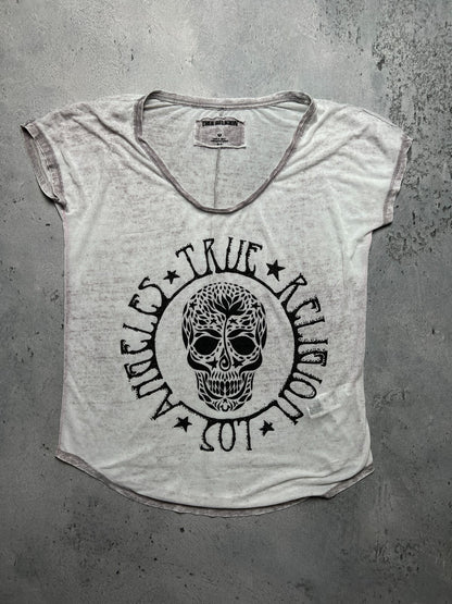 True Religion Skull Los Angeles USA T Shirt Big Logo Y2k Rap