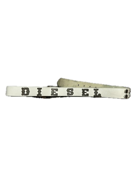 Rare Vintage Diesel Leather Belt Big Metallic Logo Opium y2k