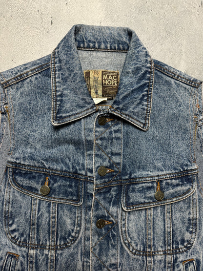 Vintage Japanese Machope Denim Vest Jacket Gilet 90s Rare
