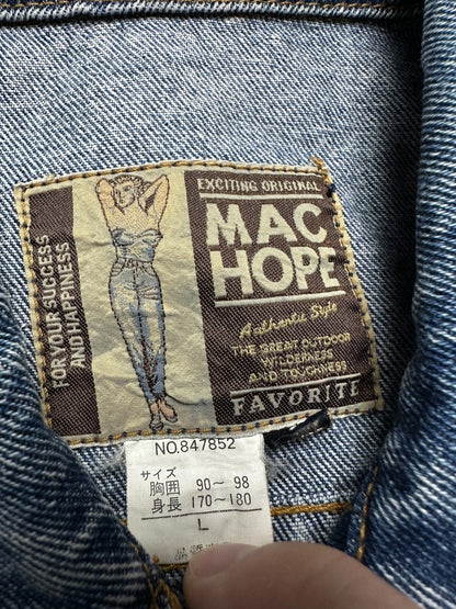 Vintage Japanese Machope Denim Vest Jacket Gilet 90s Rare