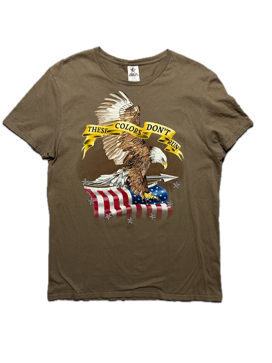 Vintage Mens T-Shirt Brown USA Themed These Colors Dont Run