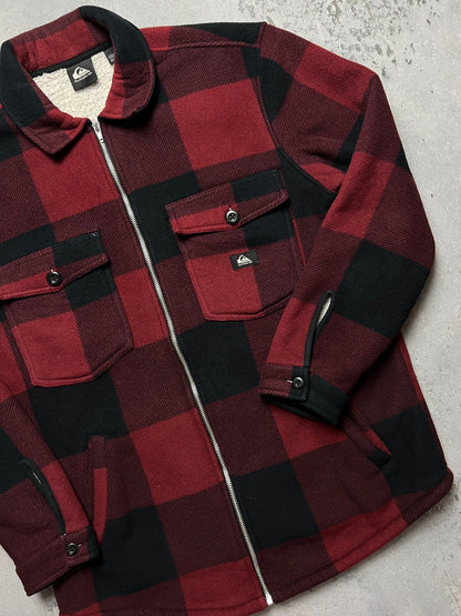 Vintage Quiksilver Checker Flannel Zip-Up Jacket Sherpa y2k