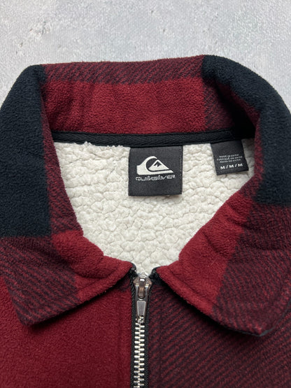 Vintage Quiksilver Checker Flannel Zip-Up Jacket Sherpa y2k