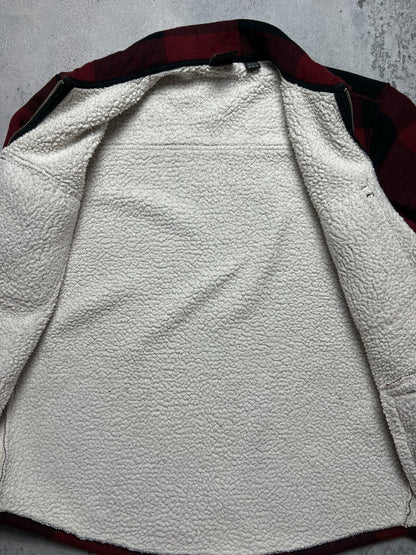 Vintage Quiksilver Checker Flannel Zip-Up Jacket Sherpa y2k