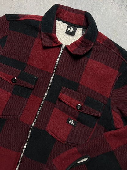 Vintage Quiksilver Checker Flannel Zip-Up Jacket Sherpa y2k