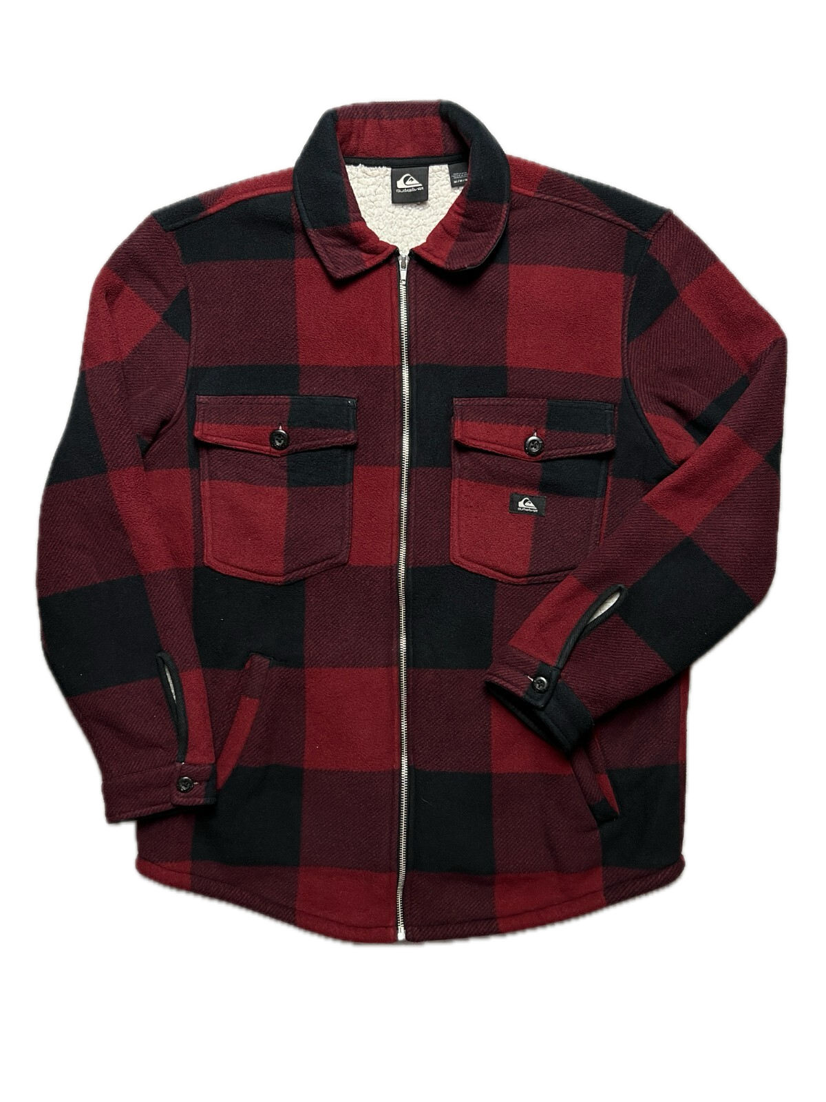 Vintage Quiksilver Checker Flannel Zip-Up Jacket Sherpa y2k