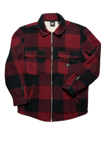 Vintage Quiksilver Checker Flannel Zip-Up Jacket Sherpa y2k