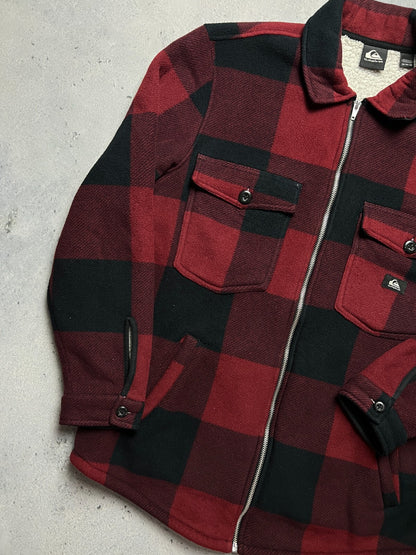 Vintage Quiksilver Checker Flannel Zip-Up Jacket Sherpa y2k