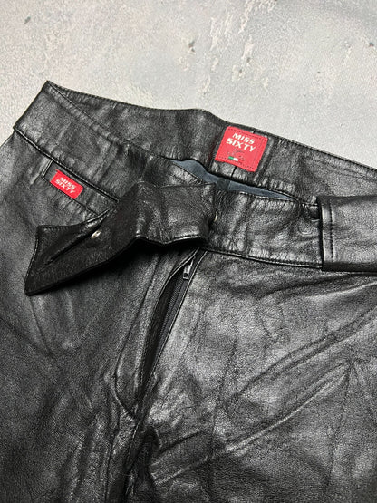 Miss Sixty Faux Leather Flared Pants Luxury Archive 90s y2k
