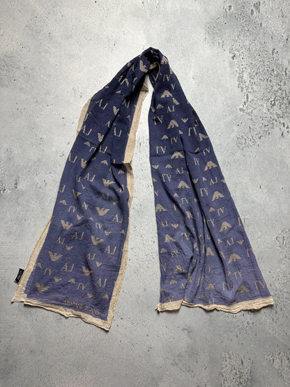 Vintage 166x60cm Giorgio Armani Jeans Monogram Scarf