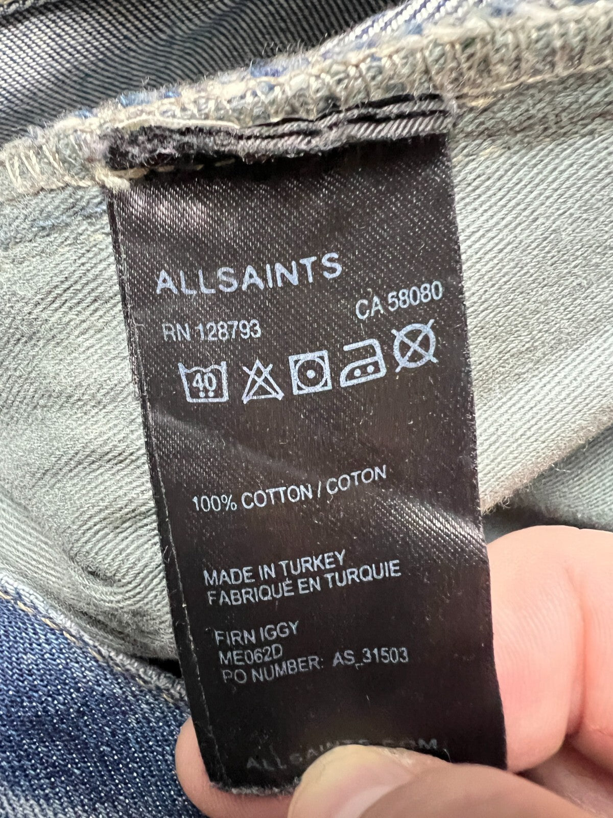 Mens AllSaints Jeans Denim Pants ES IGGY y2k luxury W33 Rare