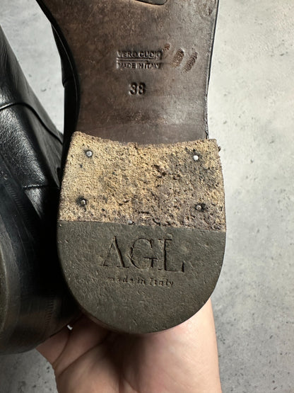 AGL Leather Cowboy Boots Rare Italian Item Avant Garde y2k