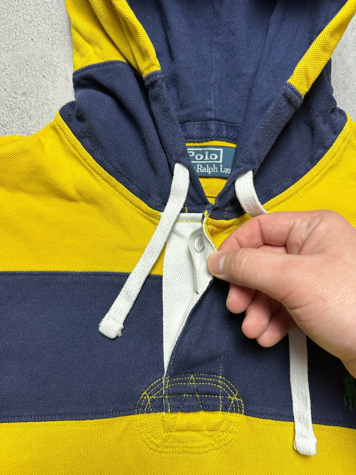 Vintage Polo Ralph Lauren Striped Rugby Preppy Hoodie 00s