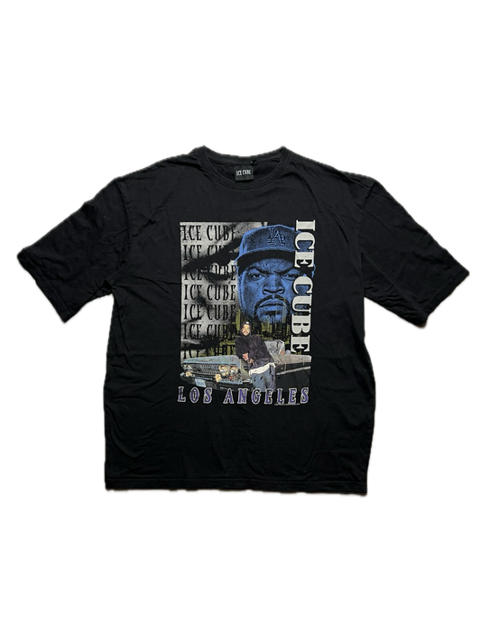 Vintage Style Thrashed Faded Black Rap Tee Ice Cube Hip Hop